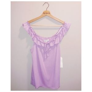 Eye Candy Ruffle Ribbed Top Purple / Lilac‎